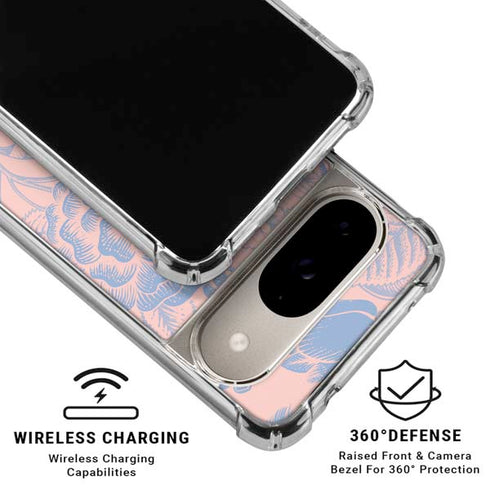 Rose Quartz & Serenity Floral Google Pixel 10 Clear Case